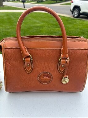 Dooney & Bourke Pebble Leather Satchel — Cognac Brown
